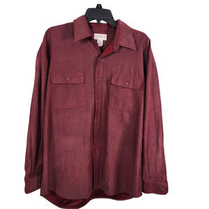 Knightsbridge Men’s Sueded Microfiber Shirt XL Maroon Long Sleeve Button Pockets